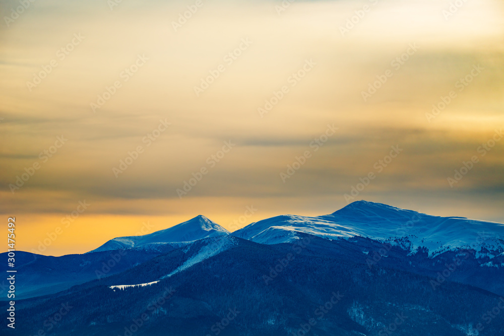 Wonderful view of a high snow-capped mountain