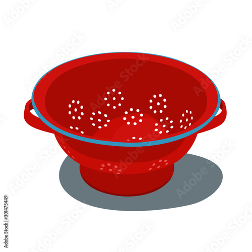 Colander isolated red vector illustration isolated