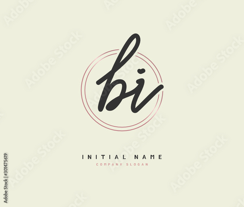 B I BI Beauty vector initial logo, handwriting logo of initial signature, wedding, fashion, jewerly, boutique, floral and botanical with creative template for any company or business.