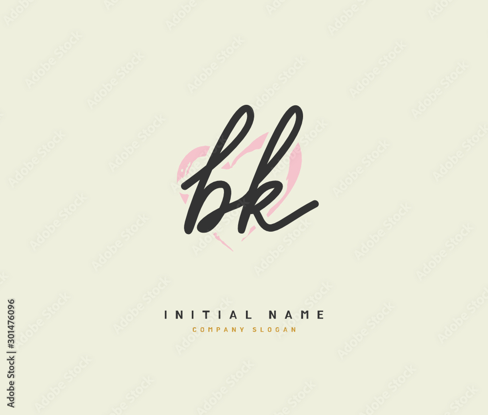 B K BK Beauty vector initial logo, handwriting logo of initial signature, wedding, fashion, jewerly, boutique, floral and botanical with creative template for any company or business.