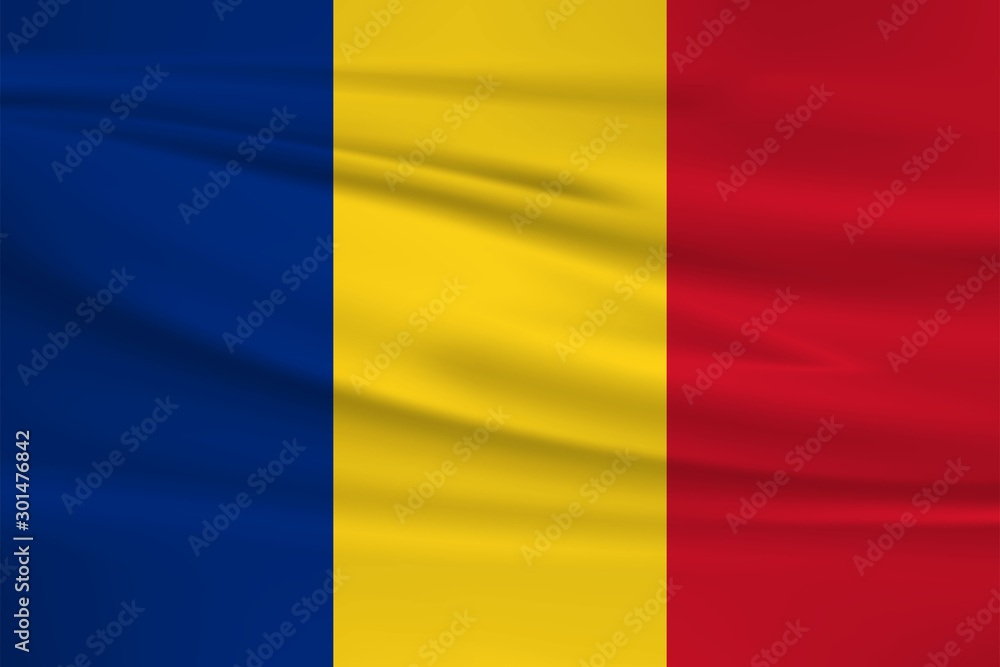 Chad flag vector icon, Chad flag waving in the wind. Chad flag vector icon, Chad flag waving in the wind.