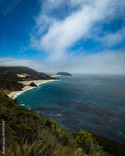 Point Sur at sunrise with wispy clouds