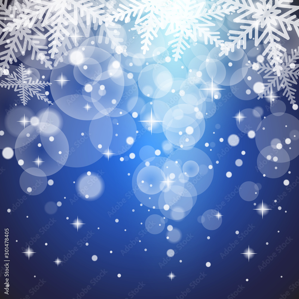 Christmas snowflakes on colorful background. Vector illustration.