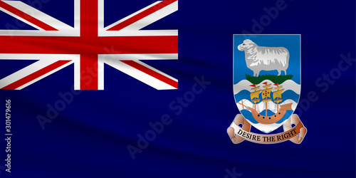Tableau sur toile Falkland Islands flag vector icon, Falkland Islands flag waving in the wind