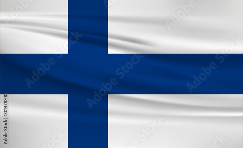 Illustration of a waving flag of the Finland