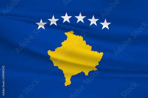Illustration of a waving flag of the Kosova photo