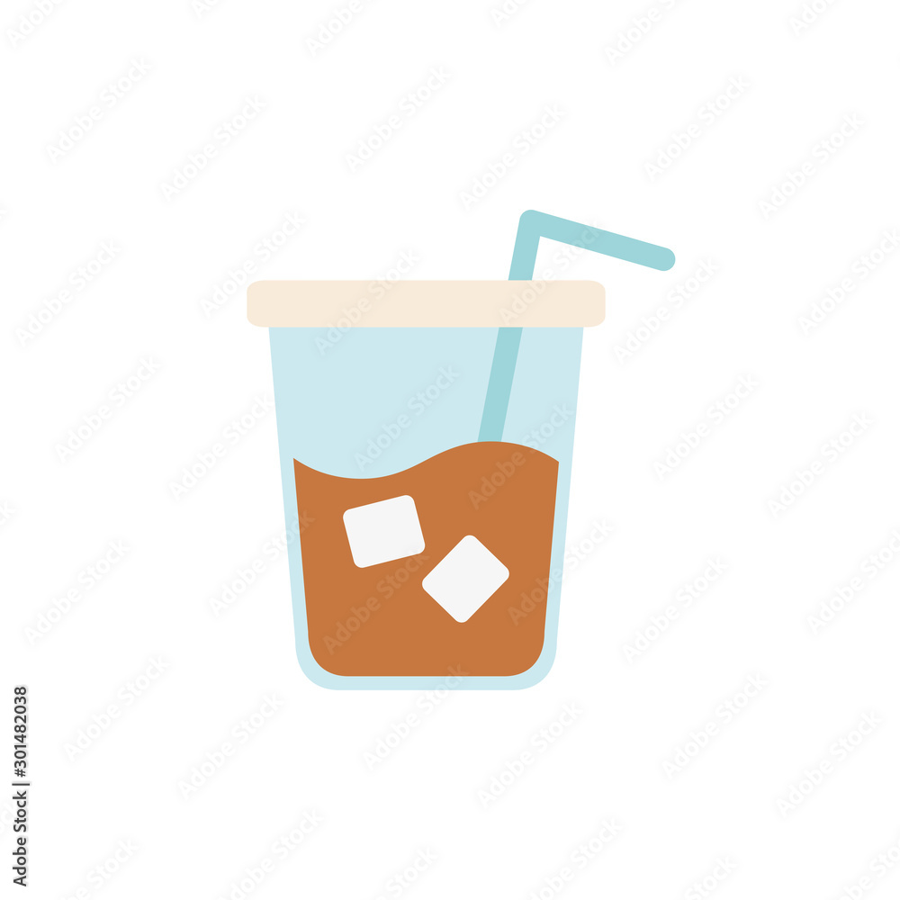 Isolated iced coffee glass icon flat design Isolated iced coffee glass icon flat design
