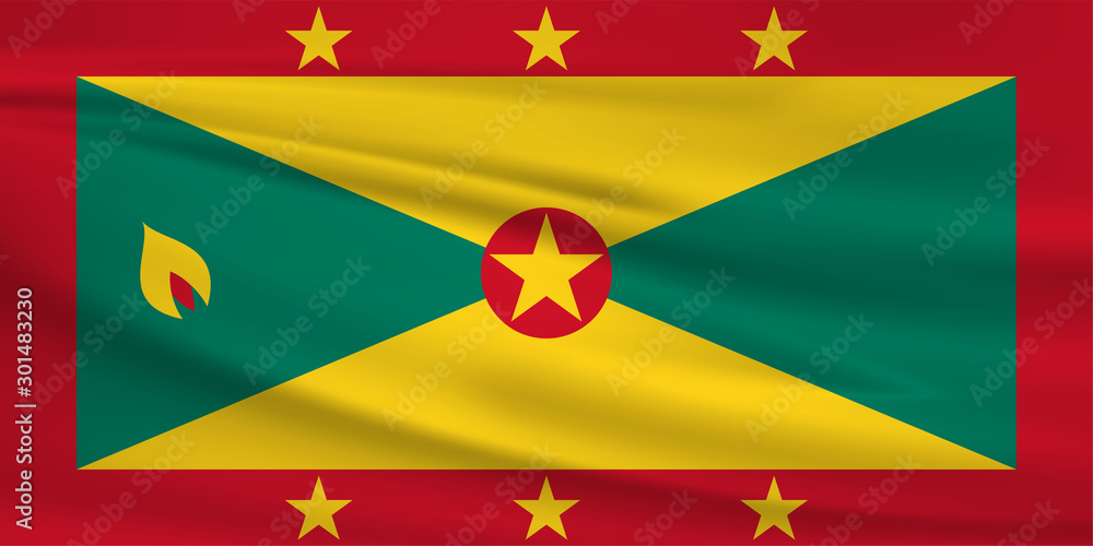 Grenada flag vector icon, Grenada flag waving in the wind. Grenada flag vector icon, Grenada flag waving in the wind.