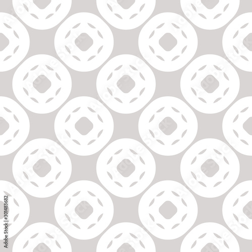 White and gray subtle vector geometric seamless pattern with circles  grid