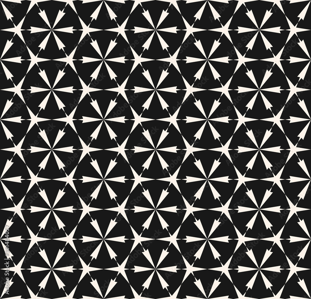 Vector abstract geometric seamless pattern. Black and white floral grid texture Vector abstract geometric seamless pattern. Black and white floral grid texture