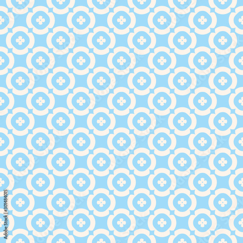Elegant blue and white floral vector seamless pattern. Simple geometric texture