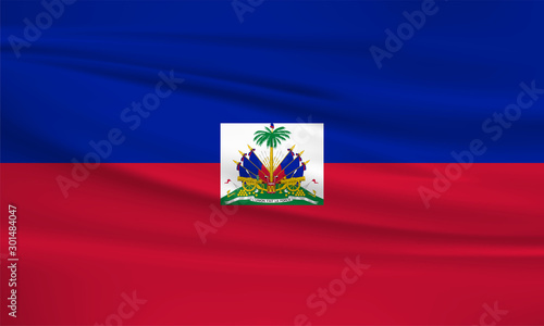 Haiti flag vector icon, Haiti flag waving in the wind.