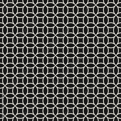 Minimalist vector seamless pattern with circular mesh, grid, net, lattice