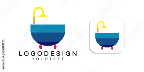 bathtub logo design. icon app smartphone color full