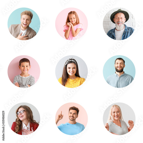 Collage with different happ...