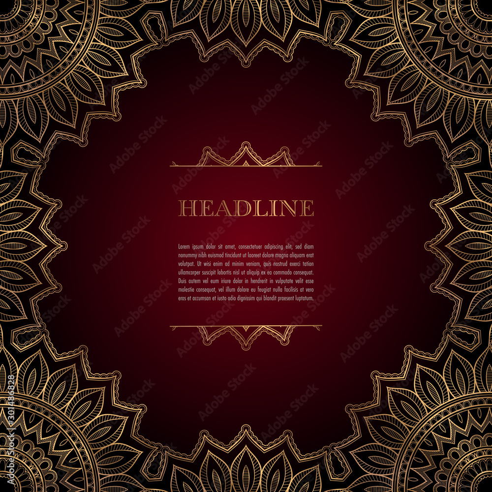 Luxury background with golden ornamental frame for greeting card, invitation or announcement Luxury background with golden ornamental frame for greeting card, invitation or announcement