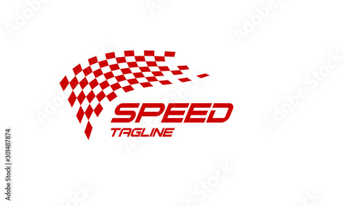Red & White Checkered Flag, Race flag logo icon, modern simple design illustration vector template	