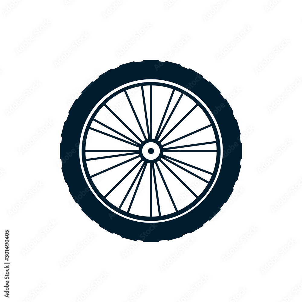 Isolated cycling wheel icon flat design