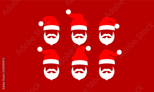 Red Santa hat vector icon illustration with red background