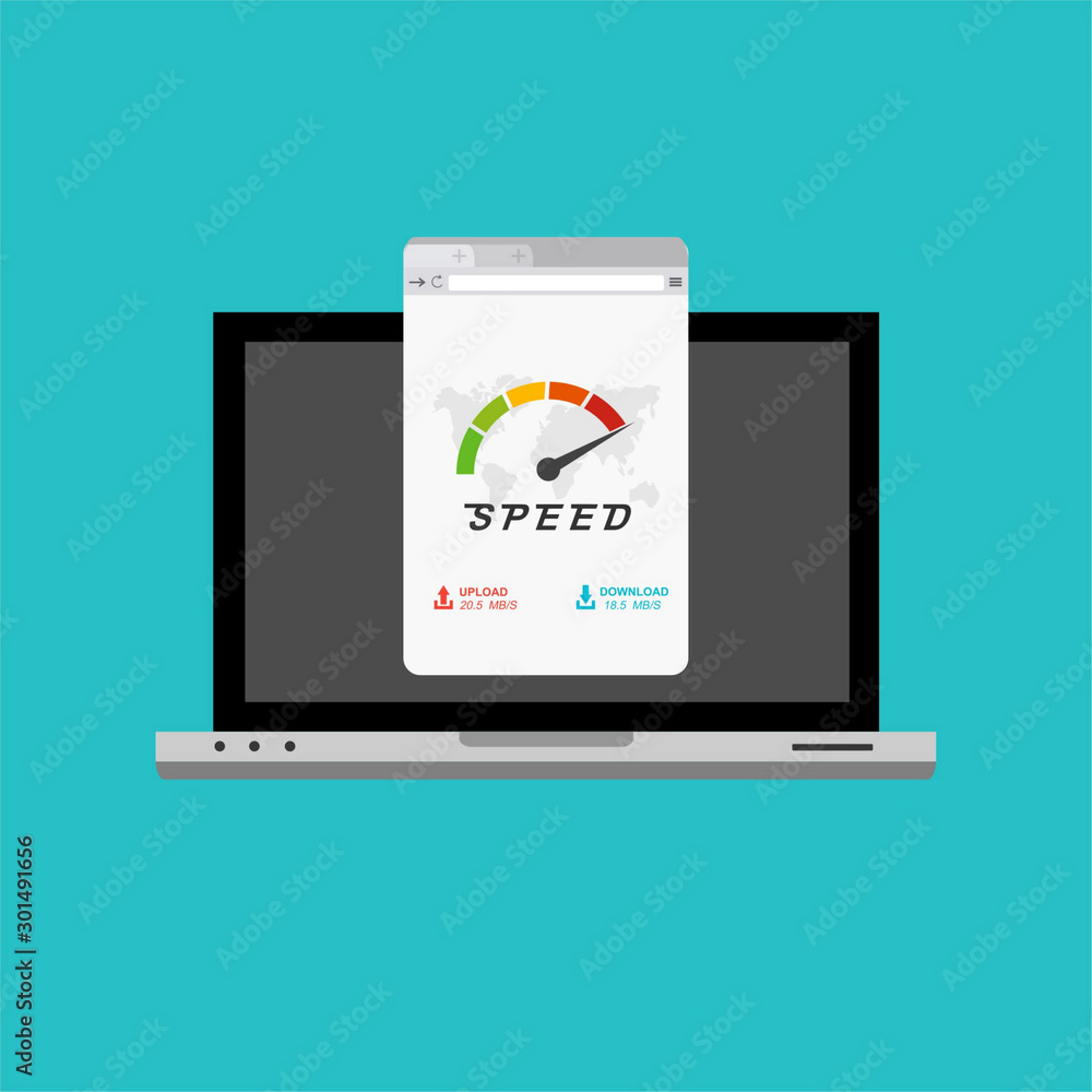 laptop acceleration icon . Website speed loading time. Vector stock illustration.