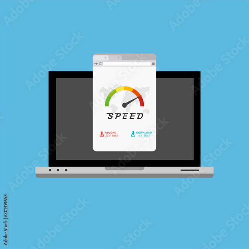 laptop acceleration icon . Website speed loading time. Vector stock illustration.