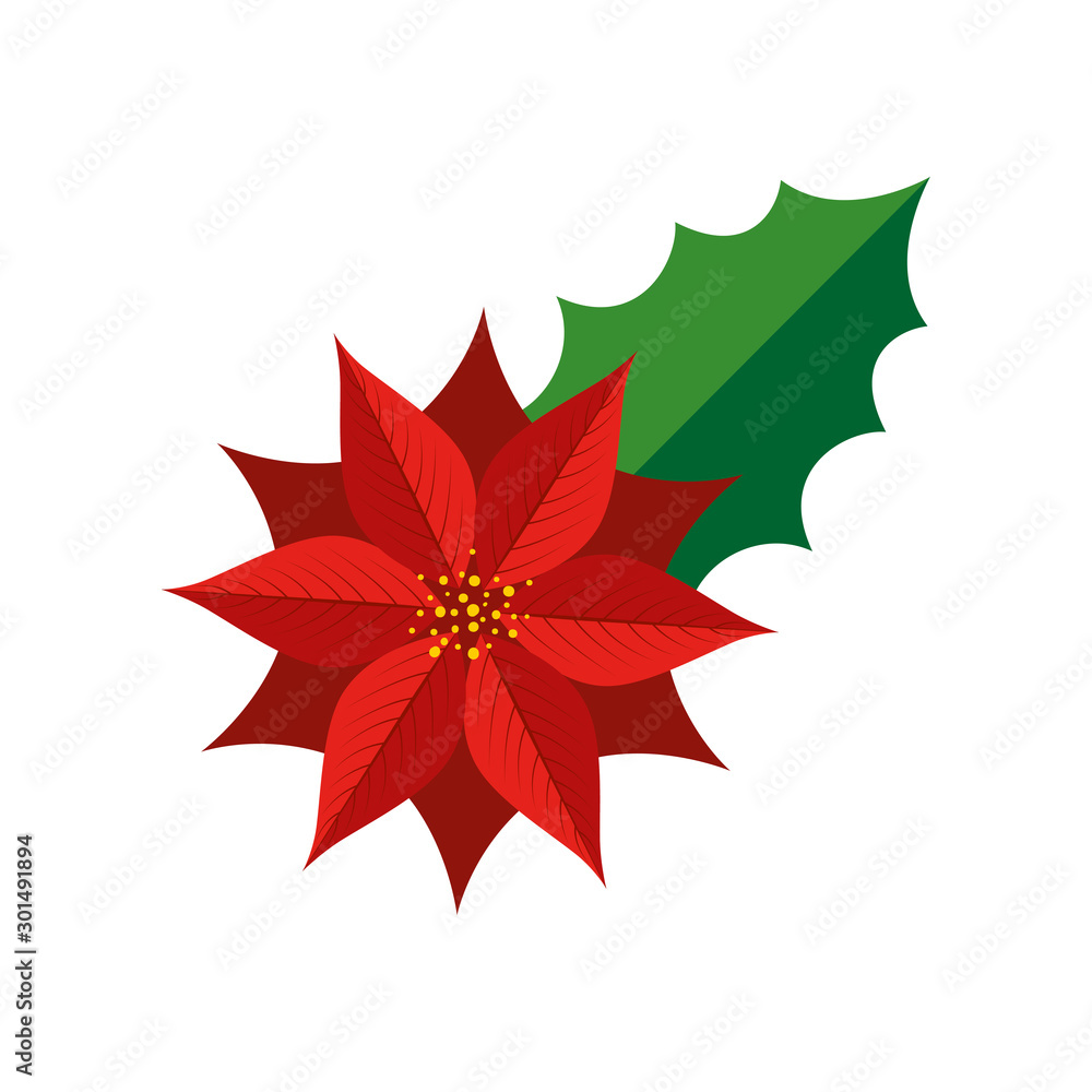 flower christmas decorative with leaf vector illustration design flower christmas decorative with leaf vector illustration design