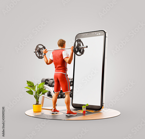 Unusual 3d illustration smart phone application