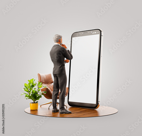 Unusual 3d illustration smart phone application