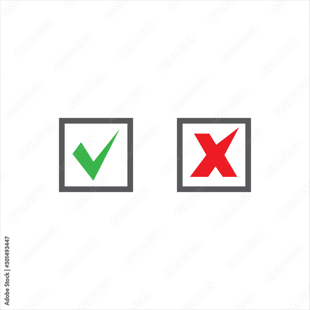 stylish check mark V X icon vector. Yes No true false symbol logo stylish check mark V X icon vector. Yes No true false symbol logo