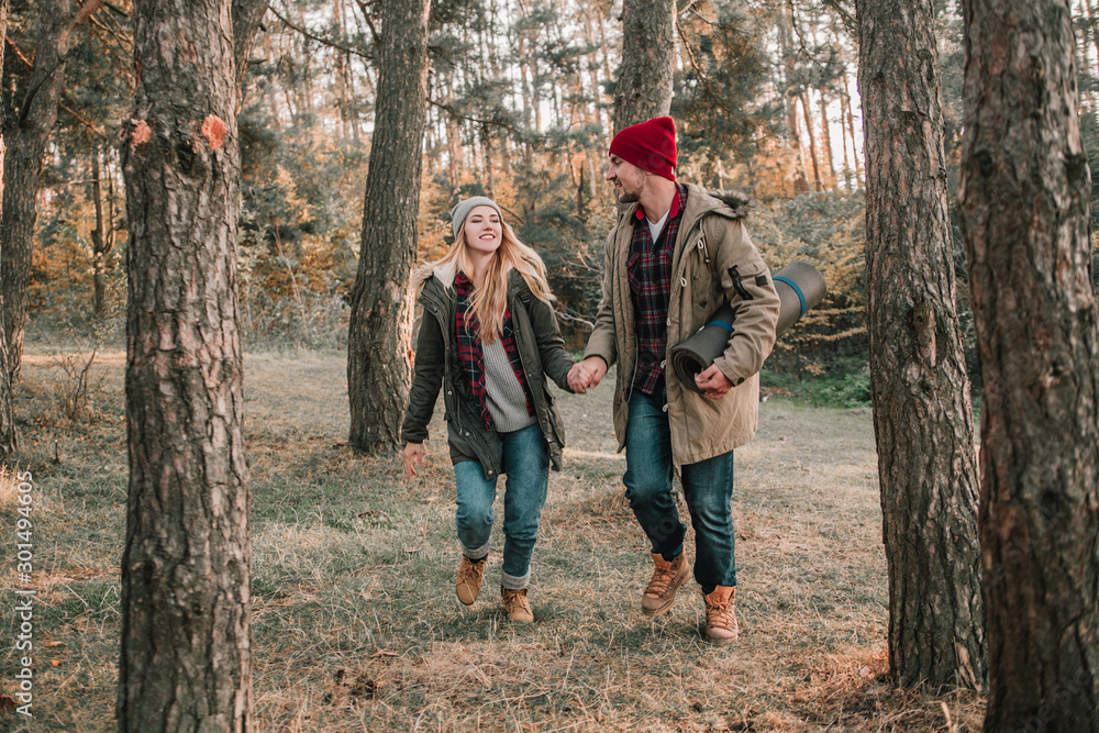 Traveler couple exploring highlands. Freedom and active lifestyle concept. Traveler couple exploring highlands. Freedom and active lifestyle concept.