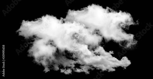 White cloud isolated on black background Textured smoke brush effect
