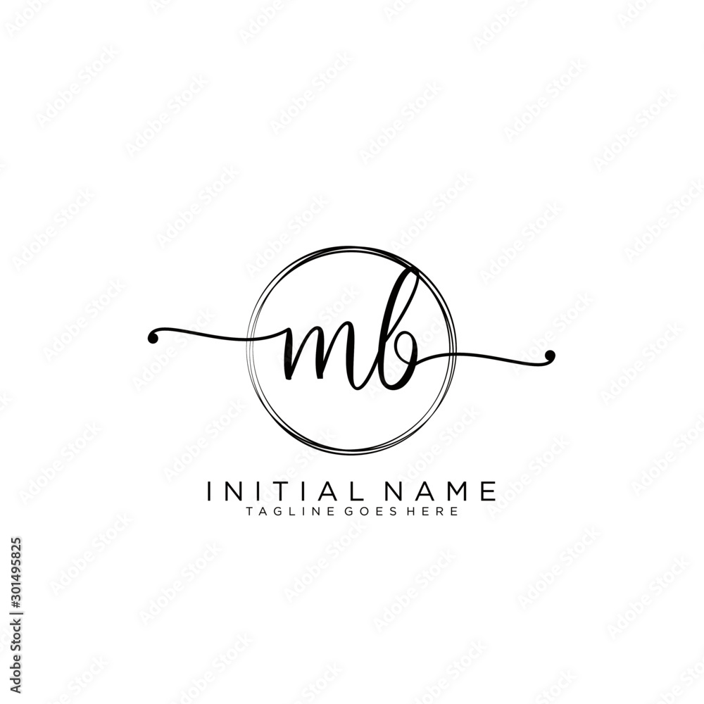 MB Initial handwriting logo with circle template vector. MB Initial handwriting logo with circle template vector.