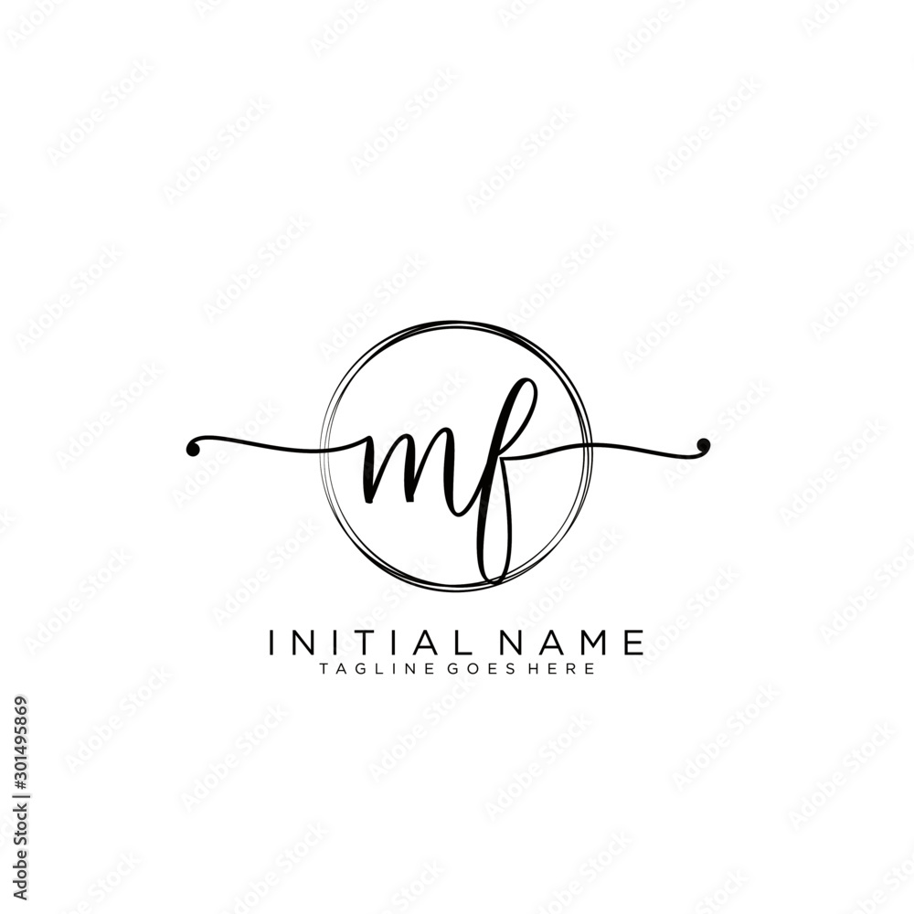 MF Initial handwriting logo with circle template vector. MF Initial handwriting logo with circle template vector.