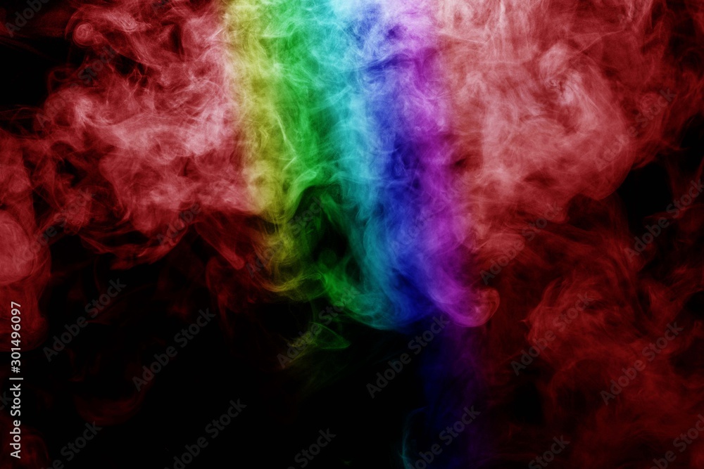 Fototapeta premium Abstract smoke isolated on black background,Rainbow powder