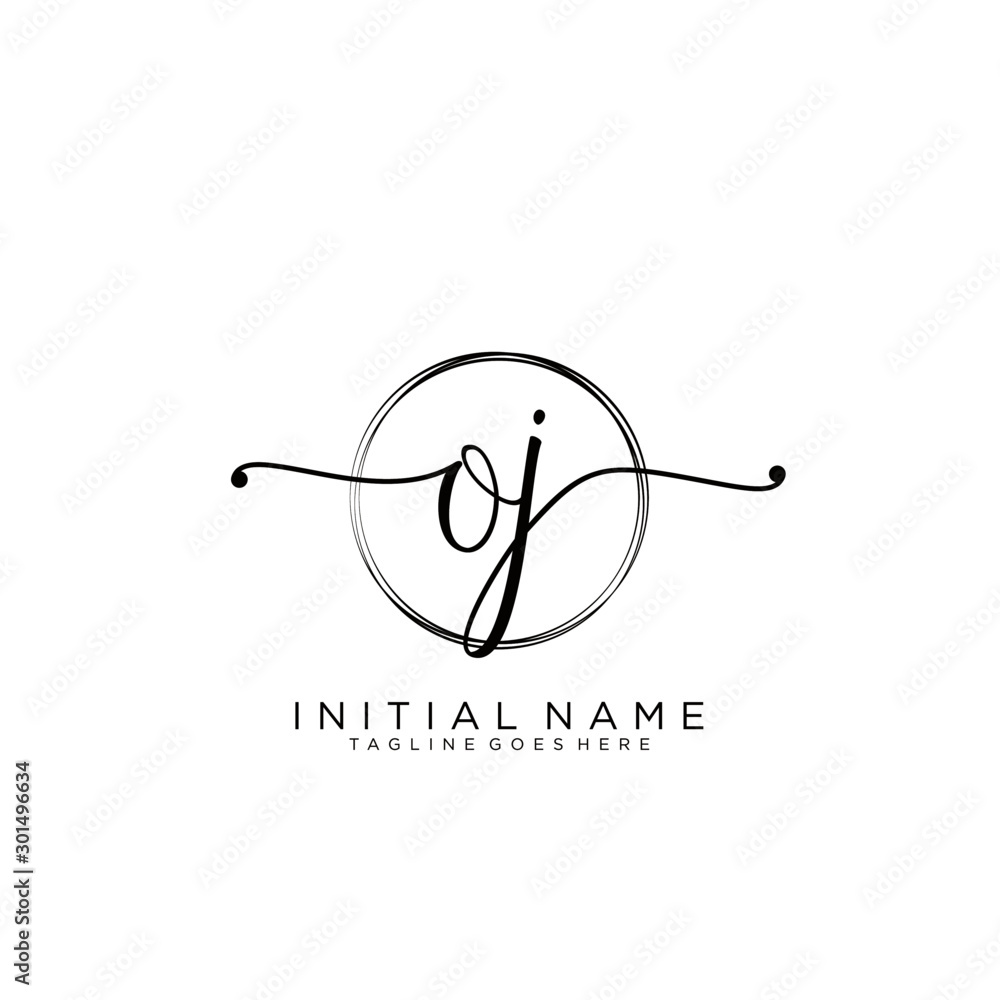 OJ Initial handwriting logo with circle template vector. OJ Initial handwriting logo with circle template vector.