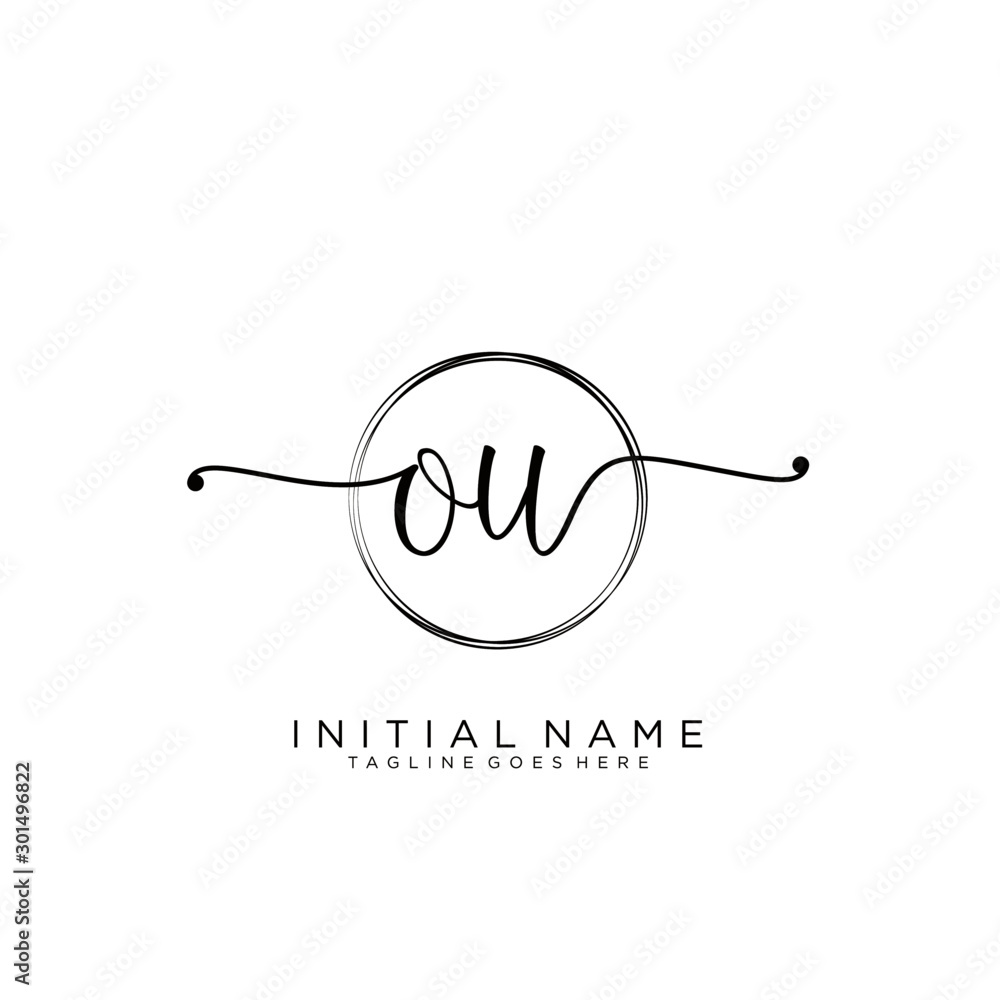 OU Initial handwriting logo with circle template vector. OU Initial handwriting logo with circle template vector.