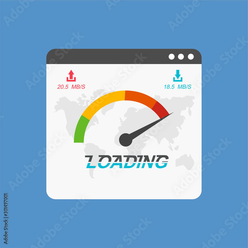 Web browser acceleration Flat design vector illustration. Flat design people and technology concept