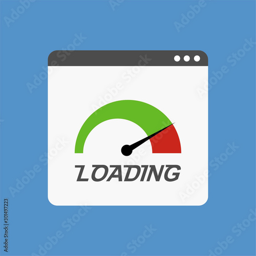 Web browser with Speed test laptop icon Flat design vector illustration