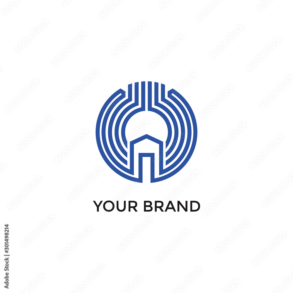 House circle line art logo House circle line art logo