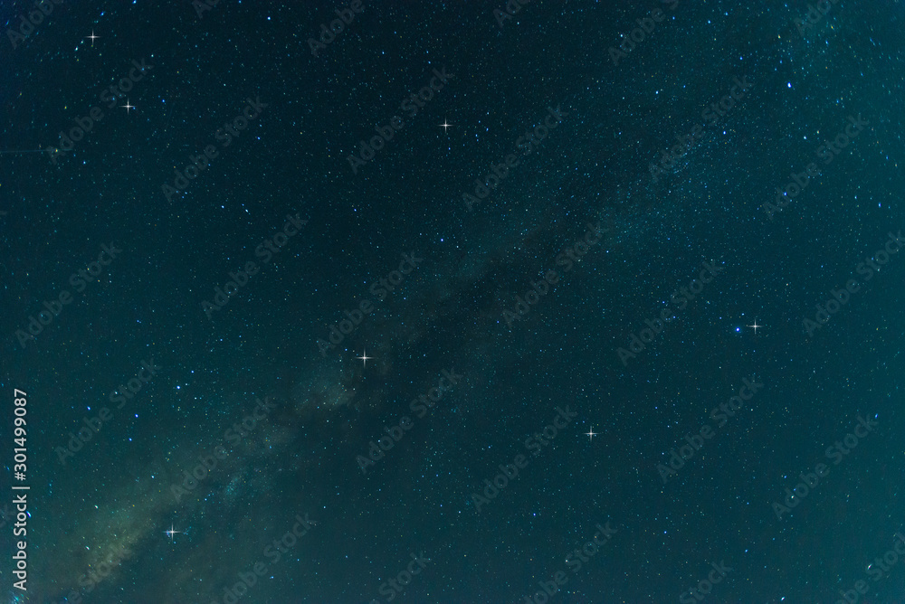 Amazing Beautiful night sky,Universe filled with stars, nebula and galaxy with noise and grain.Photo by long exposure and select white balance.selection focus