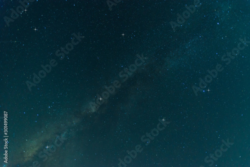 Amazing Beautiful night sky,Universe filled with stars, nebula and galaxy with noise and grain.Photo by long exposure and select white balance.selection focus