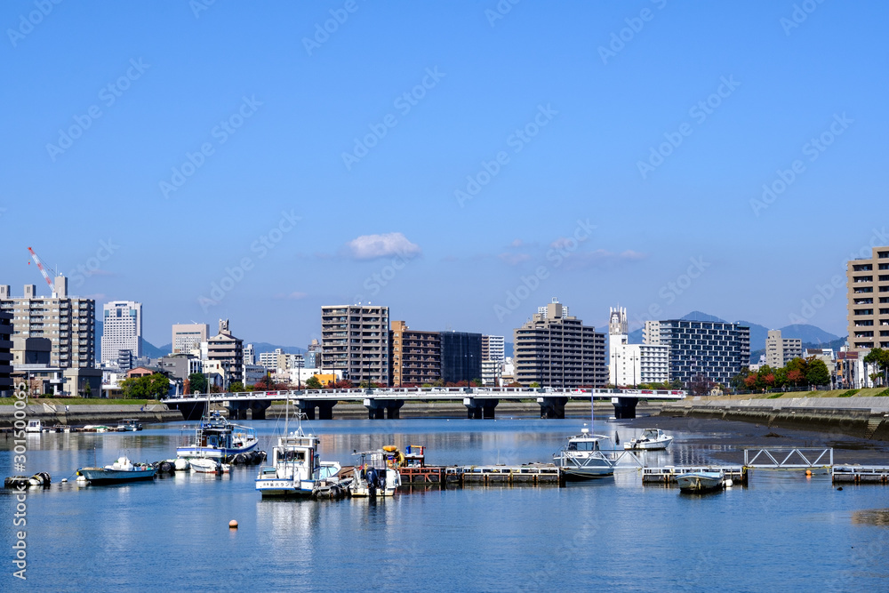 View of Hiroshima from kyobashi river bank