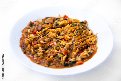 Vegetable dhal - lentil dhal with tomato, brown lentils