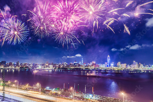 Taipei, Taiwan, Dadaoyan fireworks show scenery film
