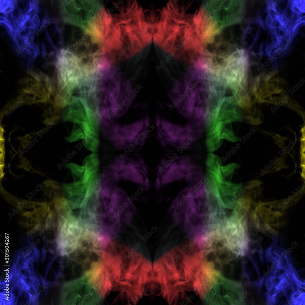 Abstract smoke isolated on black background,Rainbow powder,seamless light pattern