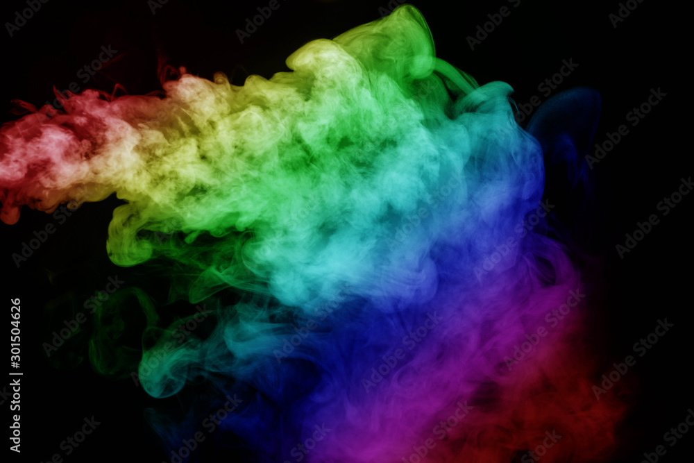 Abstract smoke isolated on black background,Rainbow powder Abstract smoke isolated on black background,Rainbow powder