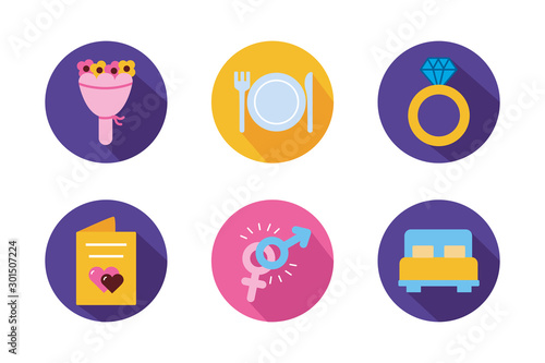 Isolated wedding and love block icon set vector design