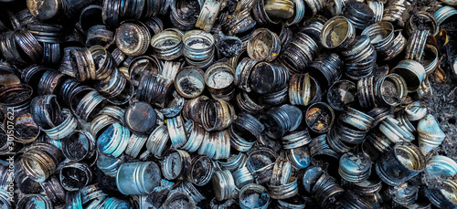 Garbage from old metal bottle caps