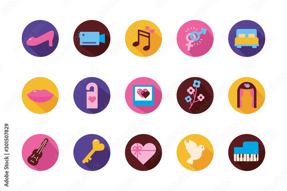 Isolated wedding and love block icon set vector design Isolated wedding and love block icon set vector design