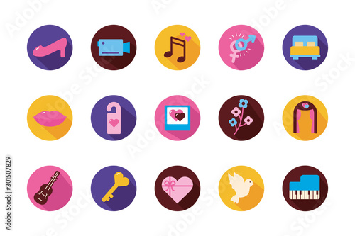 Isolated wedding and love block icon set vector design